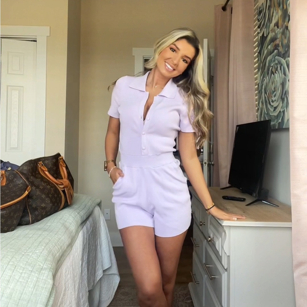 Live The Process Astrid Ribbed Romper in Lilac